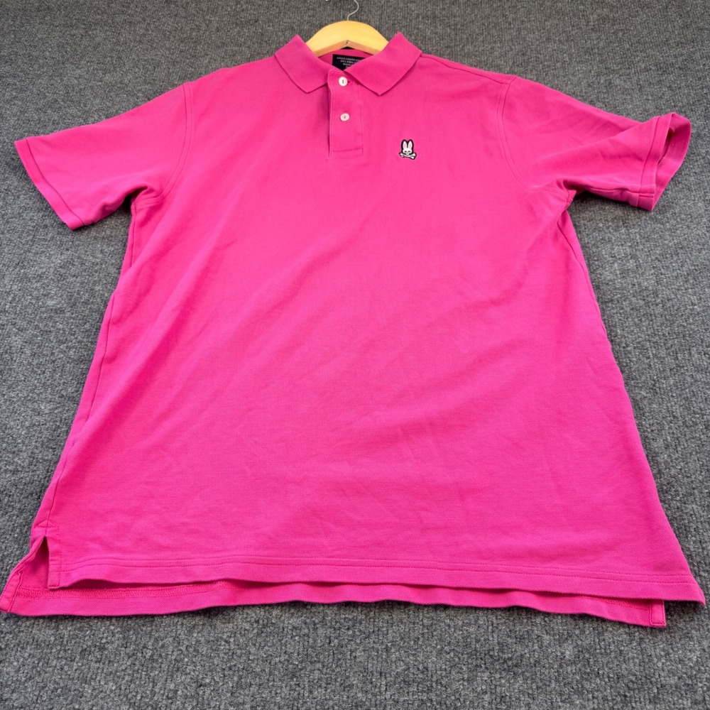 Psycho Bunny Polo Shirt Mens 7 Pink Excellent Pima Cotton Short Sleeve Logo